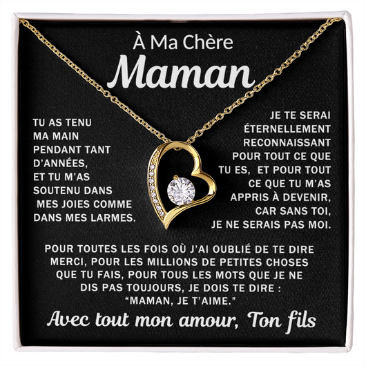 Collier à ma chère Maman - je t'aime, ton fils