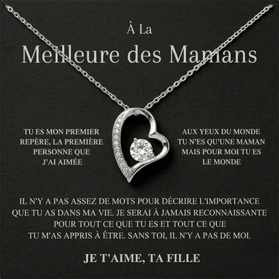 Collier à la meilleure des mamans -  je t'aime, ta fille