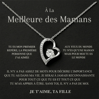 Collier à la meilleure des mamans -  je t'aime, ta fille