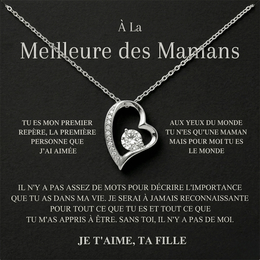 Collier à la meilleure des mamans -  je t'aime, ta fille