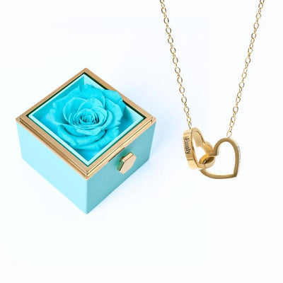 Coffret Rose Éternelle & Collier Personnalisé