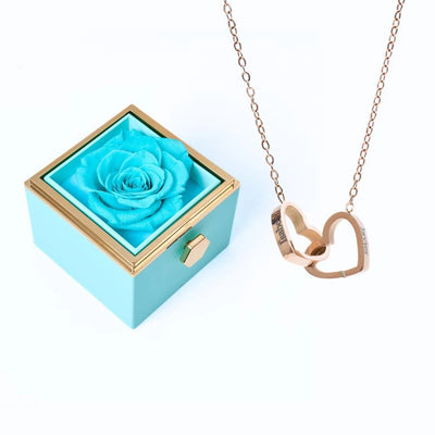 Coffret Rose Éternelle & Collier Personnalisé