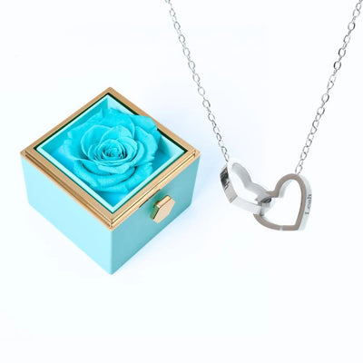 Coffret Rose Éternelle & Collier Personnalisé