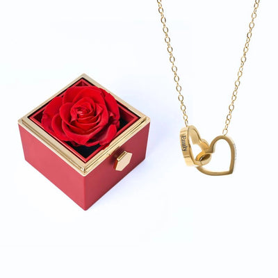 Coffret Rose Éternelle & Collier Personnalisé