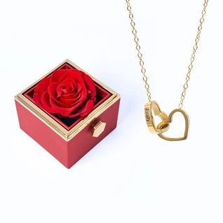 Coffret Rose Éternelle & Collier Personnalisé
