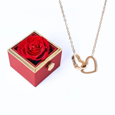 Coffret Rose Éternelle & Collier Personnalisé