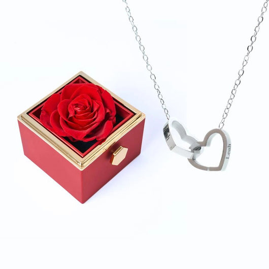Coffret Rose Éternelle & Collier Personnalisé