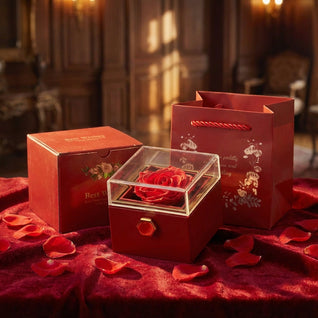 Coffret Rose Éternelle & Collier Personnalisé